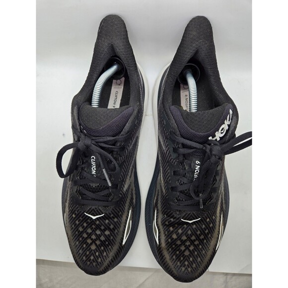 Hoka One One Clifton 9 Shoes Men\'s 12 D Black Road Running Athletic Gym Sneakers